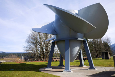 An old turbine propeller a display of a working prototype, Bonneville OR 