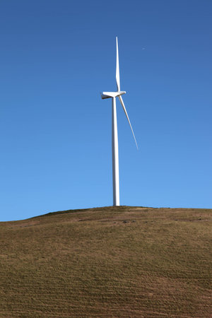 Wind turbine rotating through the air and generating power, WA , state 