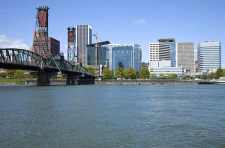 Portland Oregon skyline from below の写真素材