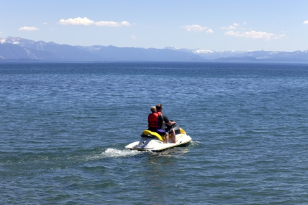 Riding the water scooter on Lake Tahoe, California の写真素材