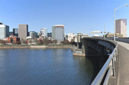 The Morrisson bridge crossing Portland OR.の写真素材