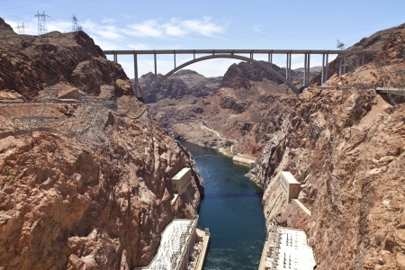Hoover Dam Canyonland and bridge connecting two states Nevada - Arizona の写真素材