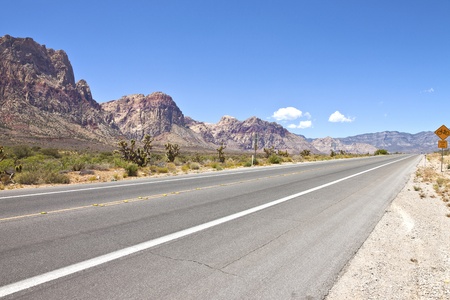 Red Rock Canyon valley and the road to Las Vegas Nevada の写真素材