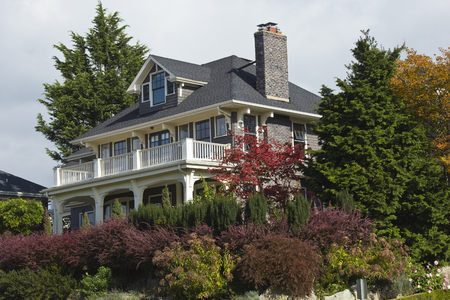 A large mansion and surrounding plants Seattle Washington のeditorial素材