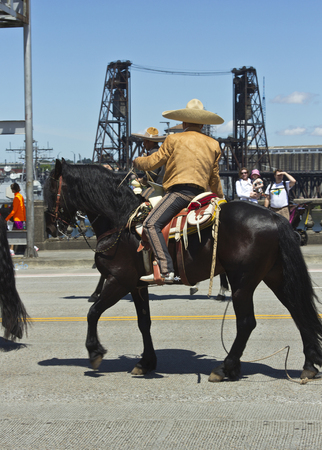 PORTLAND - JUNE 7  Rose Festival annual parade through downtown June 7, 2014のeditorial素材