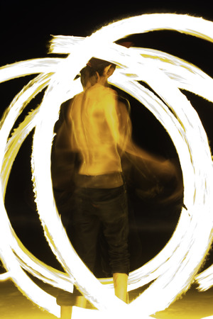 MAY 11 2014  KOH SAMET THAILAND.Amazing Fire Show at night on  samet lsland Thailandのeditorial素材