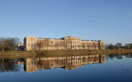 The palace built by famous architect Rastrelli for duke Biron favourite of empress of Russianの写真素材