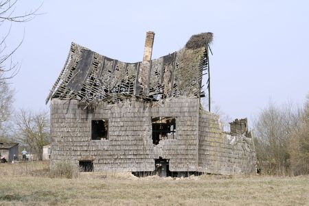 Remains of an old houseの写真素材