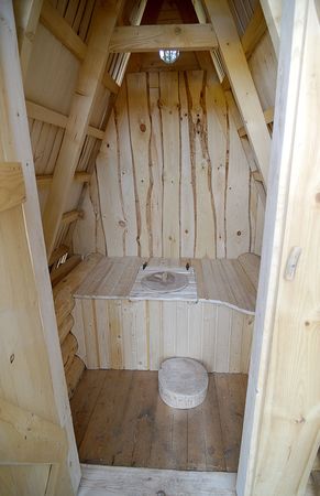 Image of an outhouse or outdoor toilet in the country の写真素材