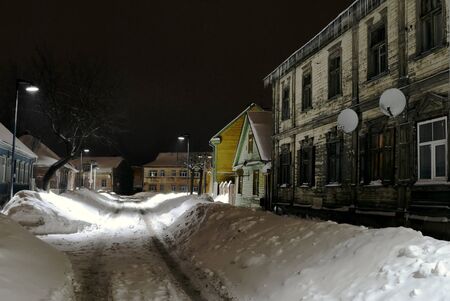 Winter, Old street in Jelgava /Latvia/ の写真素材