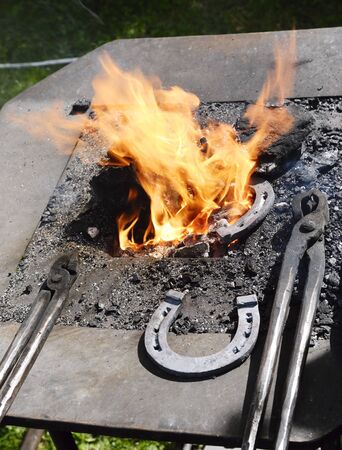 Forging a Horseshoe.  の写真素材