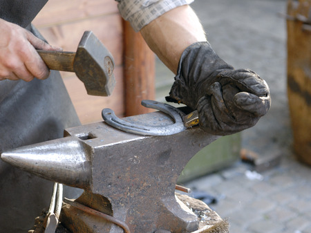 Blacksmith make horseshoeの写真素材