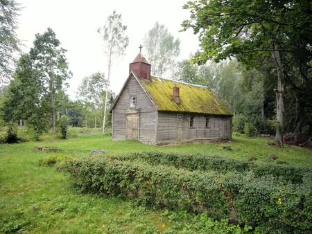 St. John Catholic Church (1870) in Kankali, Latvia, is the European wooden architecture monumentの写真素材