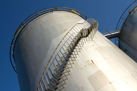 two metal fuel tanks with stepsの写真素材