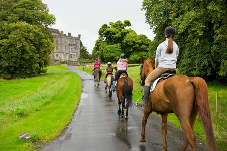 Horse Trek On Castle Groundsの写真素材