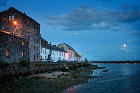 Moon Up On The Galway City Corrib Riverの写真素材