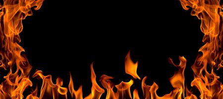fire flame abstract collage isolated on black backgroundの写真素材