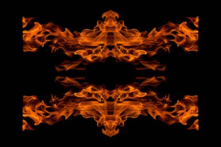 fire flame abstract collage isolated on black backgroundの写真素材