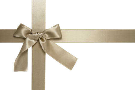 dark-khaki cross ribbon with bow isolated on whiteの写真素材