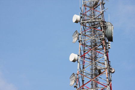 Broadcaster or transmitter tower and telecommunication satelites