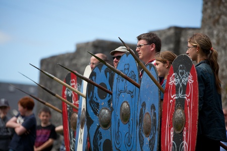 ATHENRY, IRELAND - AUGUST 21: Local People taking part in mediavel combat at annual National Walled Towns Day  on August 21, 2011 in Athenry, Ireland.のeditorial素材