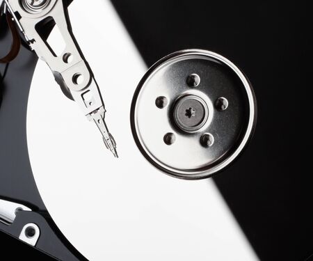 Closeup view of hard drive inside, detailの写真素材