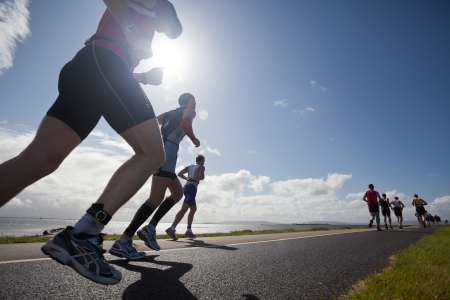 GALWAY - SEPTEMBER 4: Unidentified athletes compete at first Edition of Galway Iron Man Triathlon on September 4, 2011 in Galway, Ireland