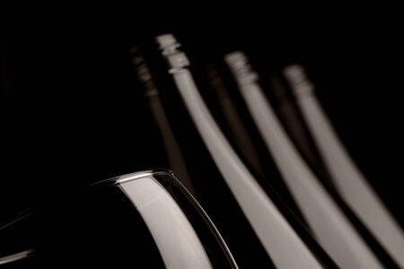Water bottles on a black background, monochromaticの写真素材