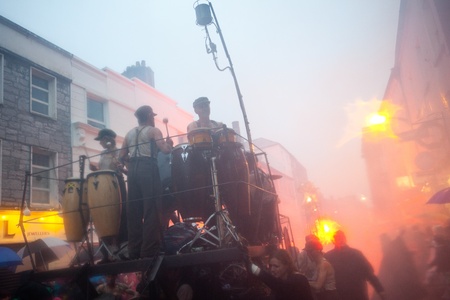 GALWAY, IRELAND - JULY 22: Macnas street performance This Thunderous Heart, during Galway Arts Festival 2012, on July 22, 2012 in Galway, Ireland.のeditorial素材