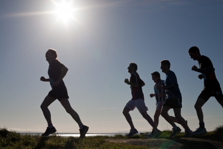 GALWAY, IRELAND - OCTOBER 6: Unidentified athletes compete during annual Galway Bay Half Marathon and 10K, on October 6, 2012 in Galway, Ireland.のeditorial素材