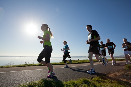 GALWAY, IRELAND - OCTOBER 6: Unidentified athletes compete during annual Galway Bay Half Marathon and 10K, on October 6, 2012 in Galway, Ireland.のeditorial素材