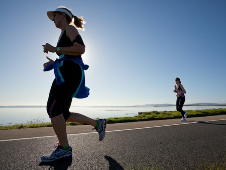 GALWAY, IRELAND - OCTOBER 6: Unidentified athletes compete during annual Galway Bay Half Marathon and 10K, on October 6, 2012 in Galway, Ireland.のeditorial素材