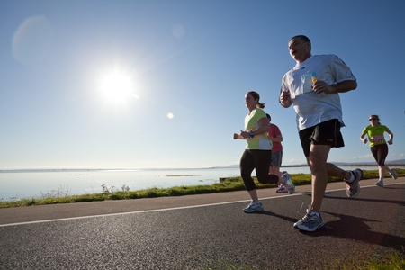 GALWAY, IRELAND - OCTOBER 6: Unidentified athletes compete during annual Galway Bay Half Marathon and 10K, on October 6, 2012 in Galway, Ireland.のeditorial素材