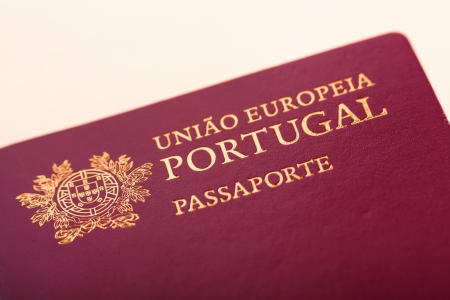 Detail of Portuguese passport close-up, shallow DOFの写真素材