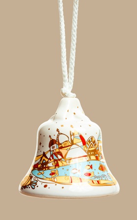 Christmas Bell hand crafted ceramic decorationの写真素材