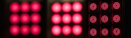 Blurred red lights background in different shapes