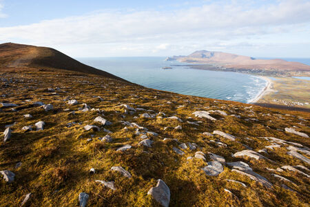 View at Keel and Slievemore mountain  from Minaun, Achill island.の写真素材