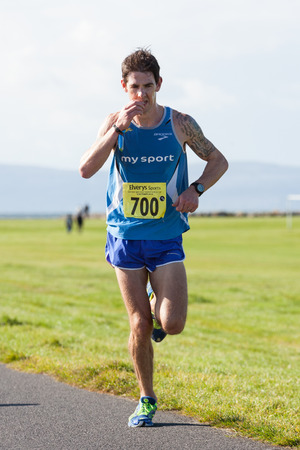 GALWAY, IRELAND - OCTOBER 4: Tom Hogan, 2nd place, compete during annual Galway Bay Half Marathon and 10K, on October 4, 2014 in Galway, Ireland.のeditorial素材