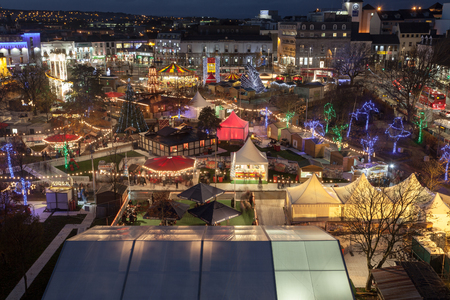 GALWAY - NOVEMBER 22: Panoramic view of Annual Galway Continental Christmas Market on November 22, 2014 in Galway, Ireland.のeditorial素材