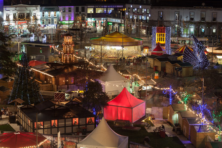 GALWAY - NOVEMBER 22: Panoramic view of Annual Galway Continental Christmas Market on November 22, 2014 in Galway, Ireland.のeditorial素材