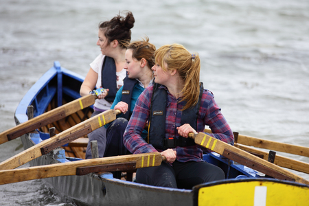 GALWAY - MAY 26: Unidentified athlets compete in All Ireland Currach Racing, during traditional annual An TÃÂ³stal Festival, on May 26, 2013 in Galway, Ireland.のeditorial素材