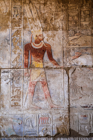 hieroglyphs and drawings in the temple of Hatshepsut