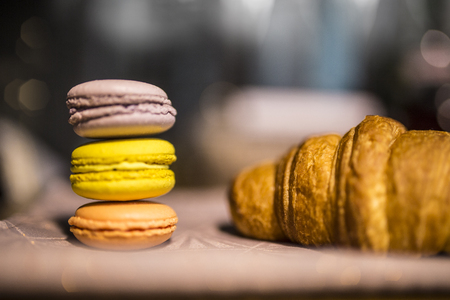 beautiful golden croissant and cookies.の写真素材