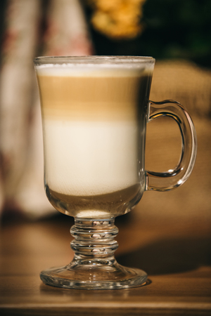 Cup of latte or cappuccino coffeeの写真素材