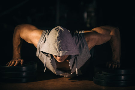 the athlete pushes, squeezes from the floor, he is strong and hardy.