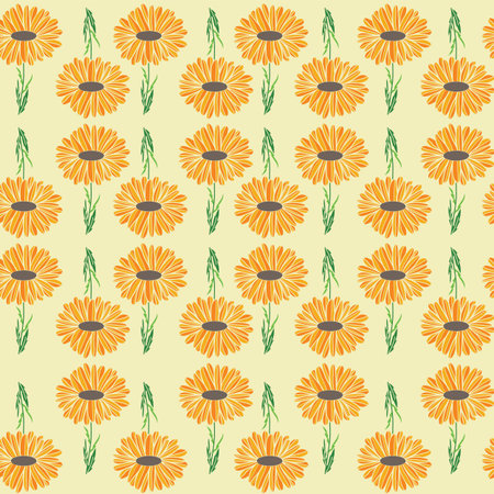 pretty daisy floral print ~ seamless backgroundのイラスト素材