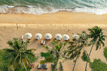 A view on the beach in Hikkaduwa in Sri Lanka. High quality photo.の写真素材