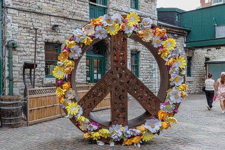 Flowers on a wheel in Toronto. High quality photo from flowers in Toronto.の写真素材