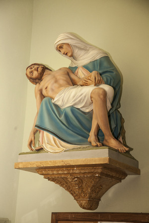 Virgin Mary holding Jesus Christの写真素材