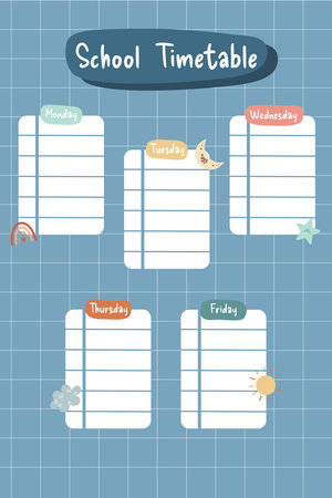 School timetable for kids. Vector illustration of school timetable. Notebook template .planner scheduleのイラスト素材
